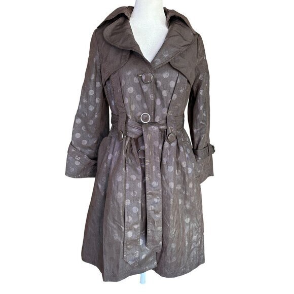 Nicola‎ Bertti Jacket Size Small Metallic Brown Dotted Belted Missing Button NEW - Picture 1 of 11
